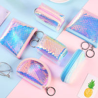 Transparent Mermaid Coin Purses Leather Small Fresh Casual Rainbow Pu Coin Wallet Women Fashion Cute Key Card Money Zipper Bag