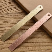 Brassiness Metal Ruler Double Scale 15Cm 6 Inch Digital Straight Measuring Drawing Tool Rulers For School Office Stationery