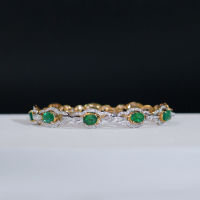 Emerald Diamond Bracelet สร้อยข้อมือเพชรมรกต มรกตแท้สีเขียวสด เนื้อสะอาด ประดับเพชรแท้น้ำ96-97 ตัวเรือนเป็นทองขาว18k