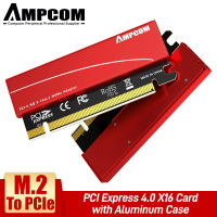 【Best value for money】 อะแดปเตอร์ AMPCOM M.2 PCIe NVMe 4.0,M.2 M Key Nvme SSD ไปยังอะแดปเตอร์ PCI-e,การ์ด X16 PCI Express พร้อมเคสอลูมิเนียม,รองรับ8/10