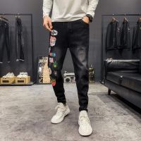 Outdoor zone-jeans MENS loose binding feet spring and autumn new versatile street style long pant jogger