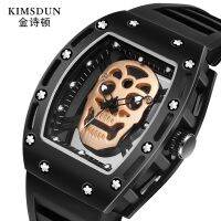 【hot seller】 Cross-border new skull ghost head hollow mens watch barrel silicone quartz wholesale