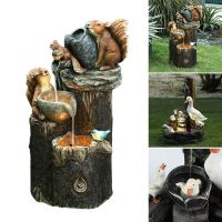 Animal Garden Statue Duck/Squirrel Pressure Water Sculpture Creative Resin Courtyard Decoration TN88