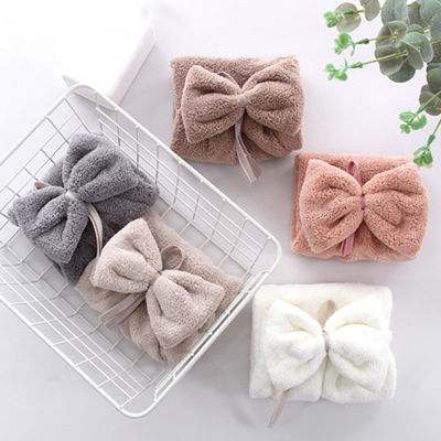 【cw】Kitchen Hand Towel Hanging Microfiber Bowknot Cleaning Cloth For Window Glass Floor Rags Bowl Dish Absorption Kids Toilet Towel ！