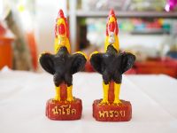 ไก่ชน ตุ๊กตาดินเผาไก่ชน ไก่ชนแก้บน 19 ซม. แพคคู่