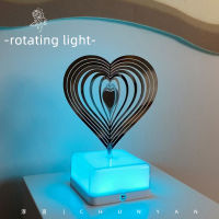 RGB Rotating Table Lamp Creative Metal Wind Spinner Atmosphere Light LED Night Light For Bedside Bedroom Living Room Home Decor