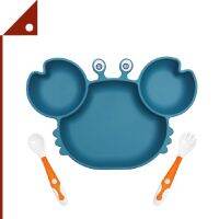 YIVEKO : YVK2020-3* Baby Plates with Suction Divided, Crab Blue