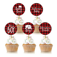 [Foocome]Lumberjack Baby Shower Cupcake Toppers Buffalo Plaid Rustic Hunter Theme It S A Boy Camping Bear Baby Shower Party Supplies