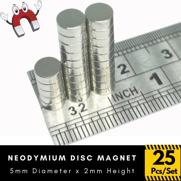 1Pc 25mm x 5mm Large Discs NdFeB Neodymium Rare Earth Round Fridge Magnet N52 