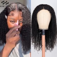 UNice Hair Afro Kinky Curly Wig 6x4.75 Pre-Cut Lace Glueless Wig 100% Human Hair Wear Go Wig for Women Wig  Hair Extensions Pads