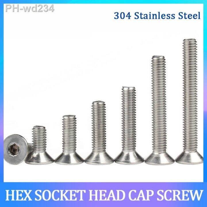 5/10/20PCS M4 M5 M6 M8 304 Stainless Steel Bolt Hexagon Hex Socket Flat