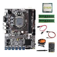 B75 ETH Mining Motherboard 12USB+G1620 CPU+2XDDR3 4GB 1600Mhz RAM+128G SSD+Fan+SATA Cable+Switch Cable+Thermal Grease