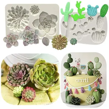 9Pcs Succulent Silicone Mold Safe Cactus Flower Resin Mold Silicone Candle  Mold 