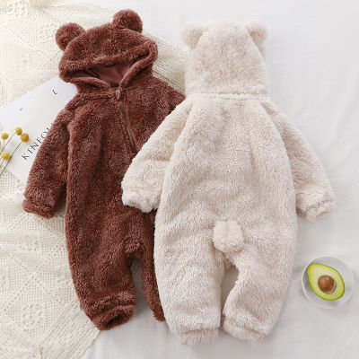 2022เด็กเสื้อผ้าชิ้นเดียวฤดูหนาวทารกแรกเกิดคลุมด้วยผ้า Romper เด็กวัยหัดเดินปีนเขาที่อบอุ่นเสื้อผ้าเด็กตุ๊กตาทารกชุดนอนน่ารักหมี