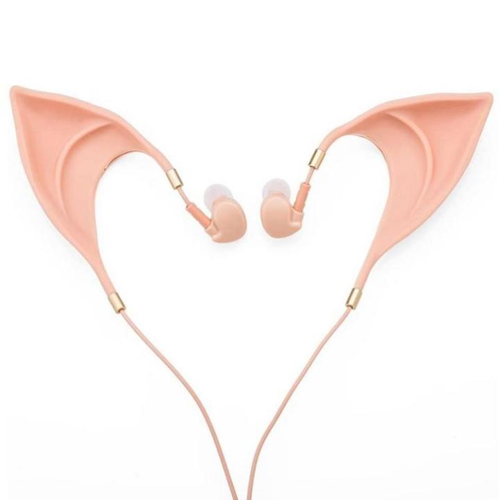 elf-ear-headphones-cartoon-in-ear-headphones-elf-style-button-control-headset-supplies-with-good-sound-quality-soft-silicone-earbuds-comfortable-wear-for-travel-work-realistic