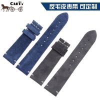 Suitable For ✺Carty Customized Suede Watch Strap Substitute Cowhide Flat Mouth Universal Blue Black Handmade