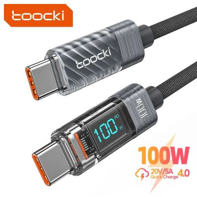Toocki 100W Transparent USB C To Type C Cable PD Fast Charge USB C to USB C Display Cable For Macbook Xiaomi Samsung Poco Realme Docks hargers Docks C