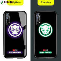 สำหรับ Realme เคสโทรศัพท์7เซลล์ส่องสว่างเรืองแสงในที่มืดเคสโทรศัพท์มหัศจรรย์สำหรับเด็กผู้ชายซูเปอร์ฮีโร่สำหรับผู้ชายเคสมันวาวโลโก้สไปเดอร์แมนไอรอนแมนปลอกฝาหลังกระจกเทมเปอร์