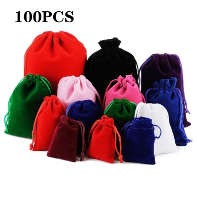 100PCS/flannel drawstring bag wedding supplies new year birthday party candy gift packaging bag jewelry storage dust bag