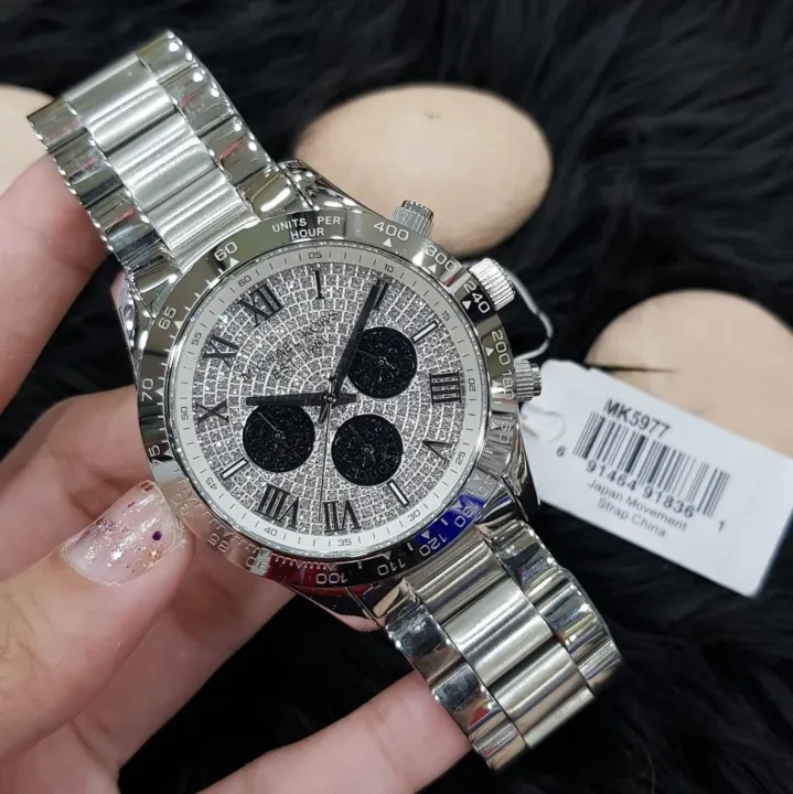 Michael Kors MK5977 Women's Layton Pave Crystals Dial Silver Tone Stainless  Steel Bracelet Chronograph Watch With 1 Year Warranty For Mechanism |  Lazada PH