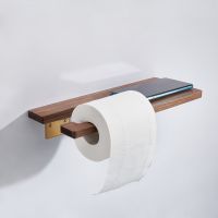SARIHOSY Toilet Paper Holder for Bathroom with Phone Storage Shelf Wooden Gilded Roll Paper Holder Bathroom Accessories Bathroom Counter Storage