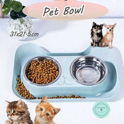 Pet Bowl ชามแมว ชาม 2 หลุม ชามหน้าแมว ชามหมา ชามสุนัข ชามสัตว์เลี้ยง จานอาหารแมว ที่ให้อาหารแมว