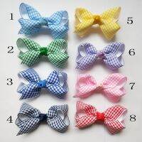 Gingham Plaid Ribbon Hair Bows Clips Double Deck Bowknot Hairpins Elastic Hairbands Bobbles Ties Accessories Girl Kids HD3555