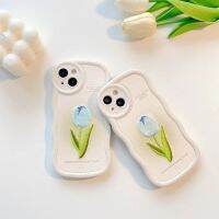 เคส Tulip สีเขียวสำหรับ iPhone14ProMax เคสโทรศัพท์ปักคลื่นสำหรับ iPhone13 เคสซิลิโคนสีขาวแบบเต็มรูปแบบสำหรับ iPhone12 เคสโทรศัพท์ดอกไม้สีเขียวสำหรับ iPhone11Promax