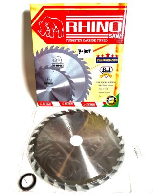 RHINO ใบเลื่อยวงเดือน ขนาด 7 นิ้ว 30 ฟัน ( 7x30T ) ตรา แรด ของแท้ ( ใบเลื่อย / ใบวงเดือน / วงเดือน / ใบวงเดือน 7 นิ้ว / คาร์ไบด์ / ติดฟัน เพรช )