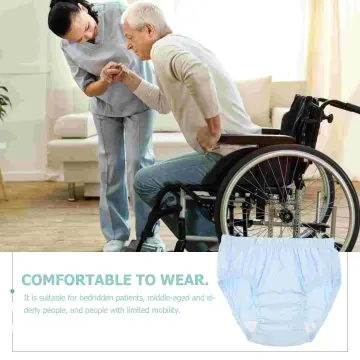 Waterproof Diaper Pants for The Elderly, Leak-Proof Long Pants, Washable  Cotton, Adult Urine Pads,Paralyzed, Bedridden Men Women (Pink,L)