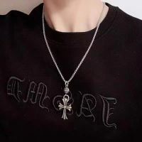 Chrome Heart pure silver high quality CH brand punk necklace high version classic cross sweater chain street