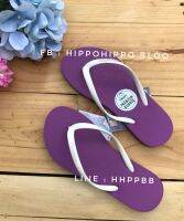 3สี พืนม่วง หูขาว เขียวขี้ม้า  สายเล็ก  Purple White Green Slim Hippo shoe รองเท้าแตะฮิปโป   No.36-37-38-39-40