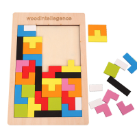 Wooden Tetris Puzzle 40 Pcs Brain Teasers Toy For KidsWood Puzzle Box Brain Games Wood Burr Tangram Jigsaw Toy Children Days