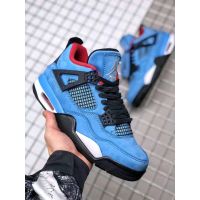 2023 Original Ready Stock A J 4 Travis Scott Cactus Jack X J4 high top Rear basketball shoes blue