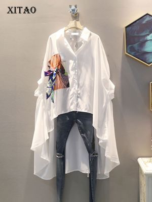 XITAO Blouses Irregular Pleated Women Top Summer Fashion  Shirt