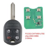 【✱2023 HOT✱】 xian9 315Mhz 4ปุ่ม Keyless Entry รถรีโมทที่ห้อยกุญแจ4d63 80บิต Cwtwb1u793เหมาะสำหรับ2010 2011 2012 Ford Mustang