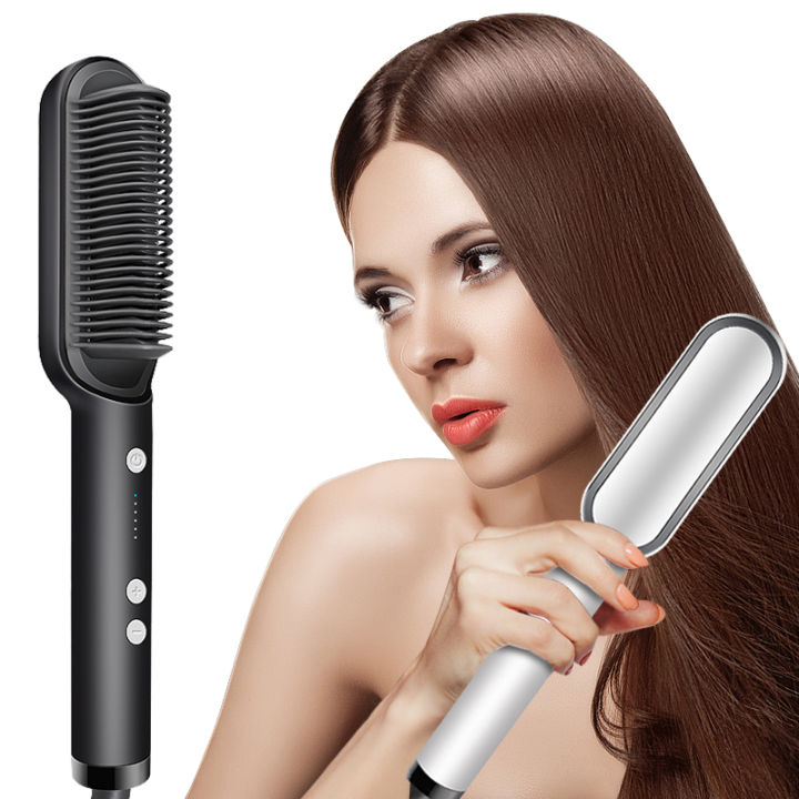 2-in-1hair straightener comb hair brush hair curler professional ...