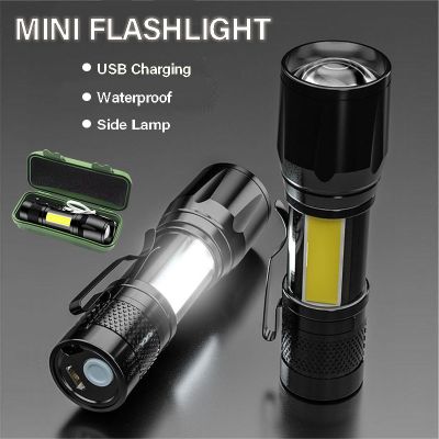High Power Rechargeable LED Flashlight Mini Zoom Torch Built In Battery Q5 Waterproof Camping Light Lamp Tactical Flashlight Power Points  Switches Sa