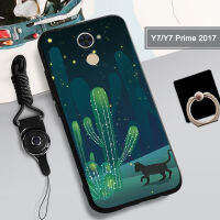 Y7เคสสำหรับหัวเหว่ย Tputhone แบบนุ่มกล่องคลุมทั้งหมดเคสโทรศัพท์พิมพ์ลายฝามีที่ถือวงแหวนและเชือก