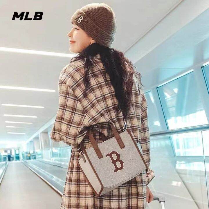 mlb-official-ny-popular-new-product-korean-ny-square-bag-womens-summer-yankees-canvas-embroidery-large-capacity-all-match-one-shoulder-messenger-bag