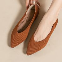 Womens solid color flat shoes casual fashion breathable non slip rubber sole pointed pregnant women comfortable shoes spring an