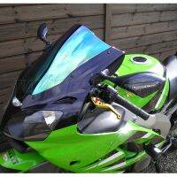 Water☽กระจกบังลมรถมอเตอร์ไซค์แบบฟองคู่สำหรับ2000 2001 2002 Kawasaki Ninja 636 ZX6R ZX-6R ZX 6R สีดำอิริเดียม