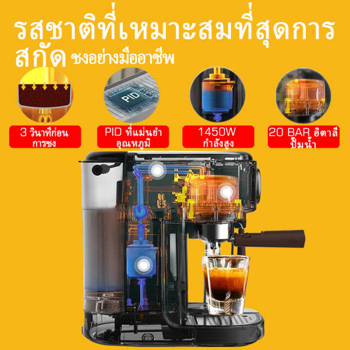 เครื่องชงกาแฟ-lahome-espresso-20-บาร์-เครื่องชงกาแฟเอสเพรสโซระดับมืออาชีพพร้อมที่ตีฟองนม-ไม้กายสิทธิ์-20-บาร์ปั๊มอิตาลี-rich-crema-อัตโนมัติเต็มรู-espresso-coffee-maker-machine-20-bar-professional-esp