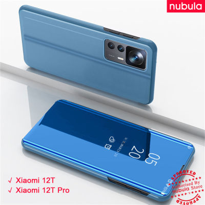 NUBULA สำหรับ Xiaomi 12T Pro | Mi 12T (6.67 ") นิ้วพลิกปลอกหรูหราชุบกระจกหอย Hp Xiaomi Mi 12ครั้ง Pro ฮาร์ดพลิกกรณีภายในหนัง PU ในตัวยืนมุมมองที่ชัดเจนพลิกปกคลุมสำหรับ Xiaomi 12ครั้ง Pro 12ครั้ง