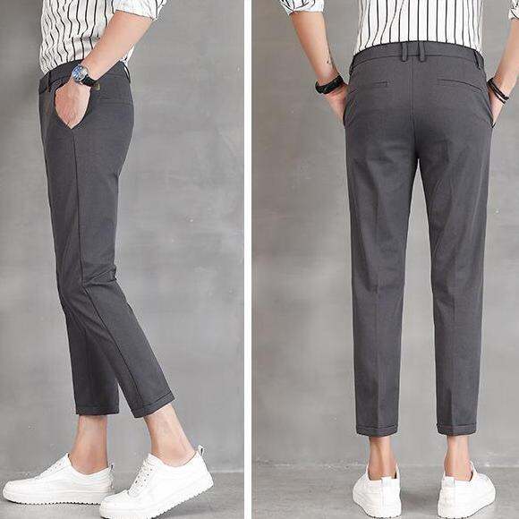 พร้อมส่ง-nine-pants-slim-กางเกงสแล็คชาย-กางเกง5ส่วนชาย-กางเกงเกาหลีชาย-กางเกงผู้ชาย-slack-ผ้าฝ้ายยืด-กางเกงขายาวชาย-กางเกงทำงานชาย