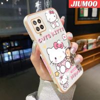 JIUMOO เคสปลอกสำหรับ Samsung Galaxy A42 5G M42 5G เคสการ์ตูนน่ารักคิตตี้ขอบด้านข้างสี่เหลี่ยมเคสมือถือดีไซน์ใหม่บางลายชุบเคสนิ่มกล้องฝาปิดเลนส์ป้องกันการกระแทก