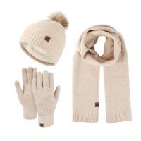 Brand Winter Knitted Scarf Hat Gloves Set Thick Warm Skullies Beanies Hats for Women Outdoor Snow Riding Girl 3 Piece Warm Set