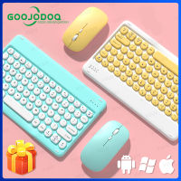 บลูทูธ GOOJODOQ แป้นพิมพ์และเมาส์สำหรับ Android IOS Windows สำหรับโทรศัพท์ Universal Retro แป้นพิมพ์ไร้สายสำหรับ iPad Pro Samsung