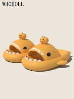 Halloween Pumpkin Shark Slippers Man Women Non-slip 4cm Thick Soles Women Slippers Couples Home Flip Flops Beach Sandals House Slippers