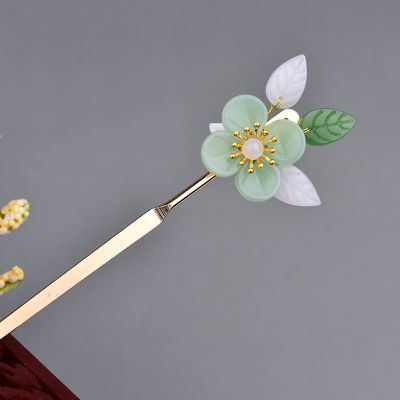 Modern Classical Coloured Glaze Flower Hair Stick Ethnic Style Color Retaining Copper Stick Hair Jewelry Hanfu Accessories